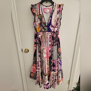 Anthropologie Patchwork Ruffle Dress